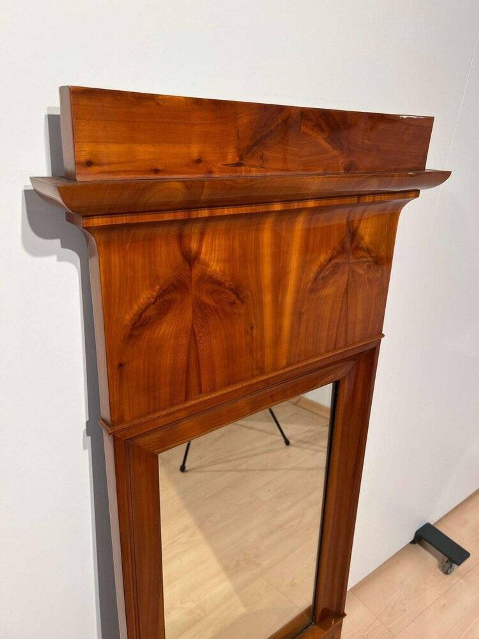 Biedermeier Wall Mirror in Cherrywood Veneer, South Germany, 1830s