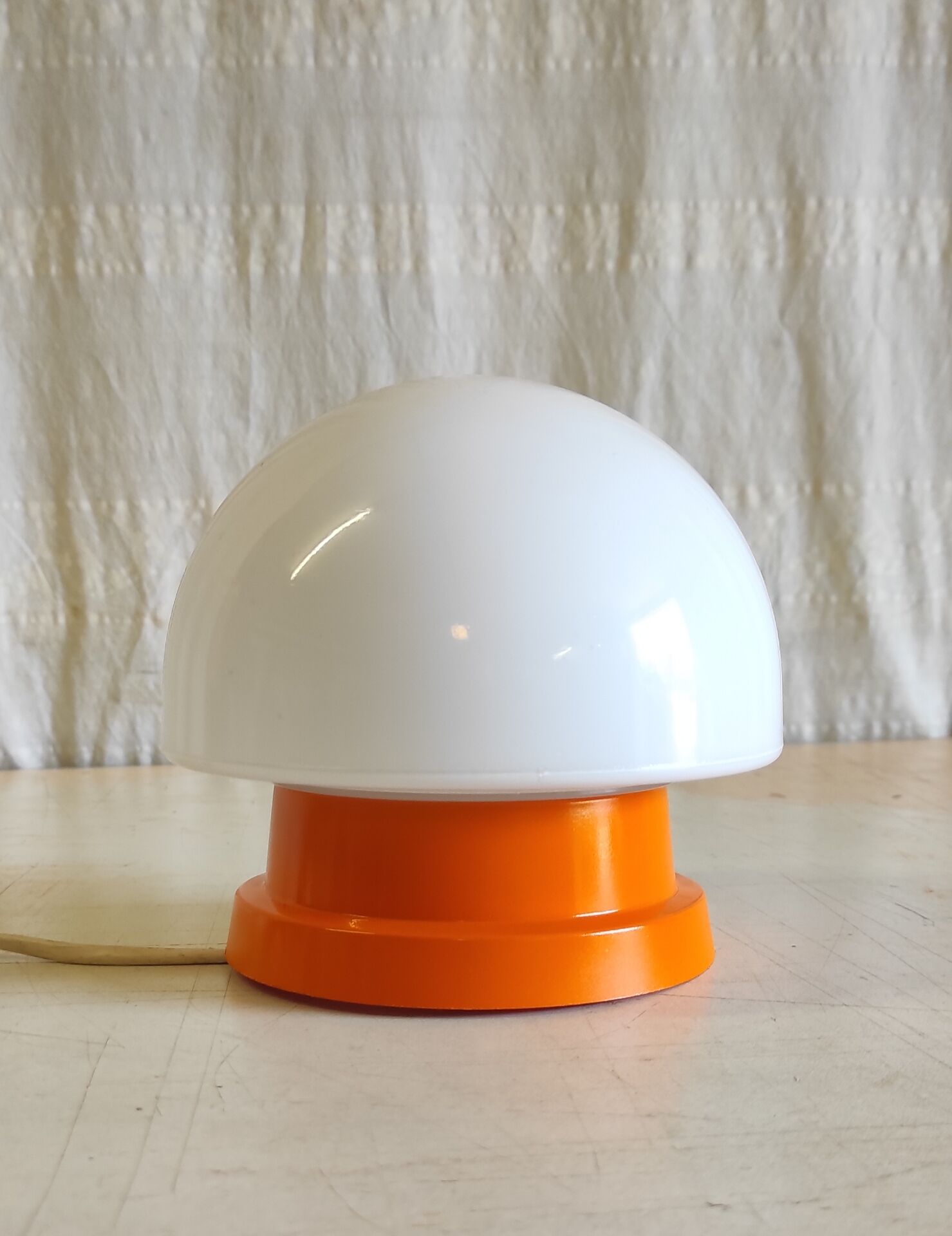 Ceiling light or wall lamp in orange ABS and opal globe - 1970s