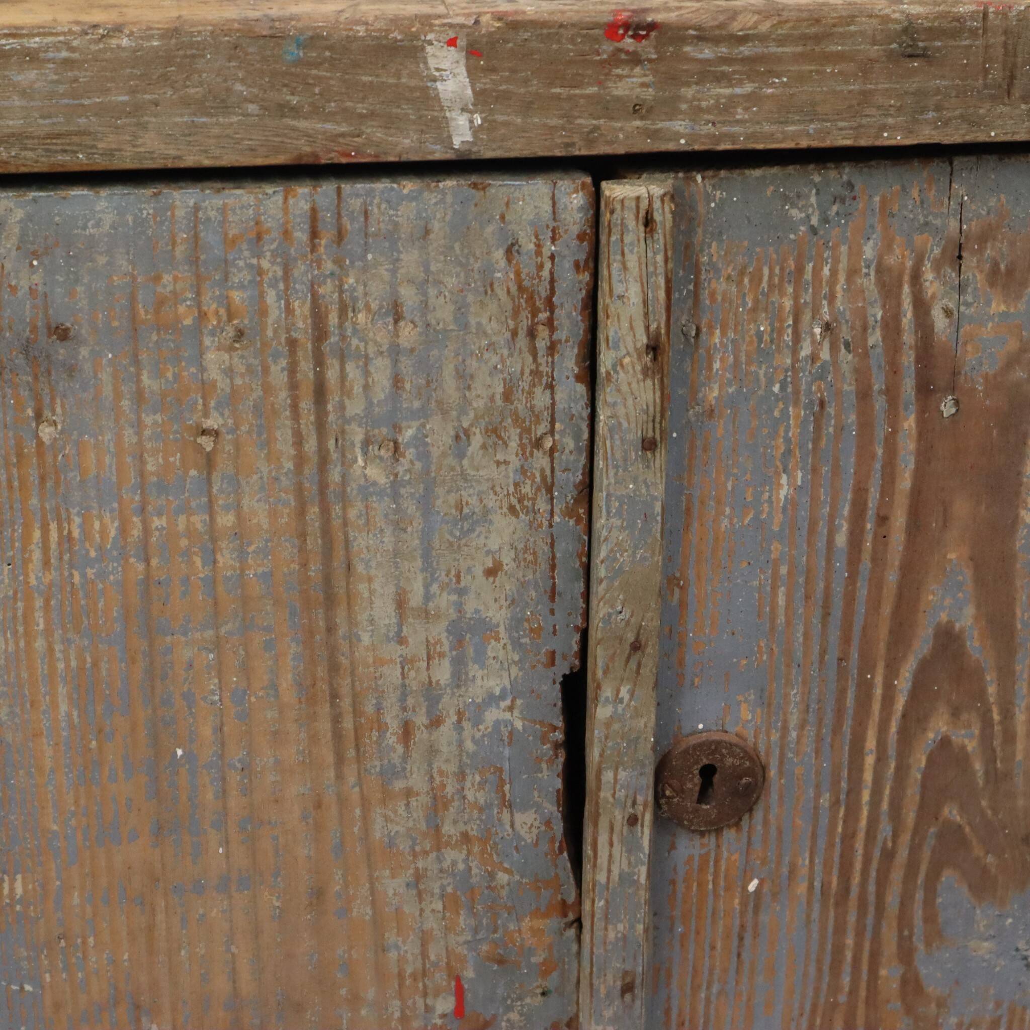 Characterful Old Blue Workbench Sideboard Unique 124cm