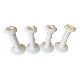 Set of 4 white ceramic candle holders