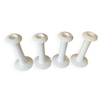 Set of 4 white ceramic candle holders