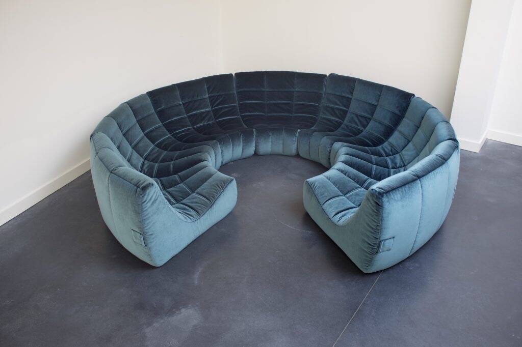 Rare and Exceptional 'Gilda' Circle Sofa in Velvet by Michel Ducaroy, 1972