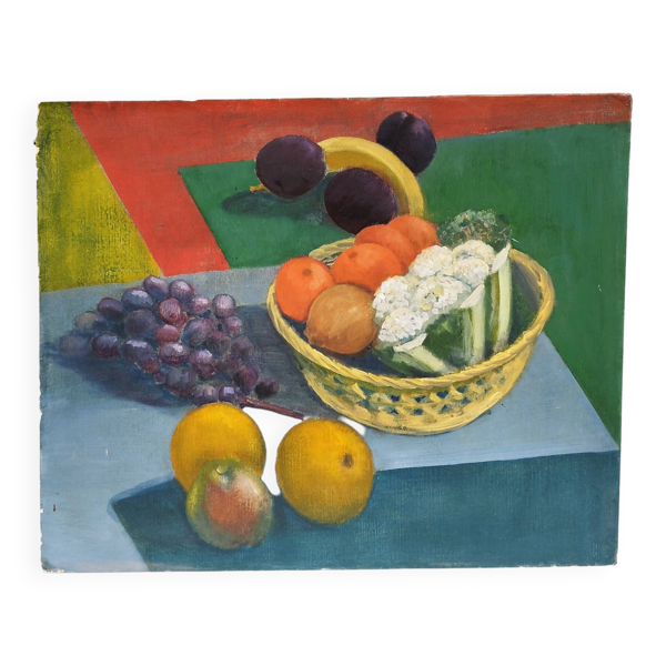 Nature morte huile sur carton signée Rollason