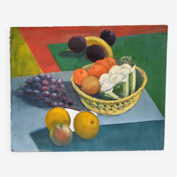 Still life oil on cardboard signed Rollason