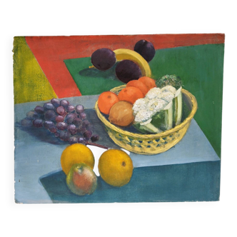 Still life oil on cardboard signed Rollason