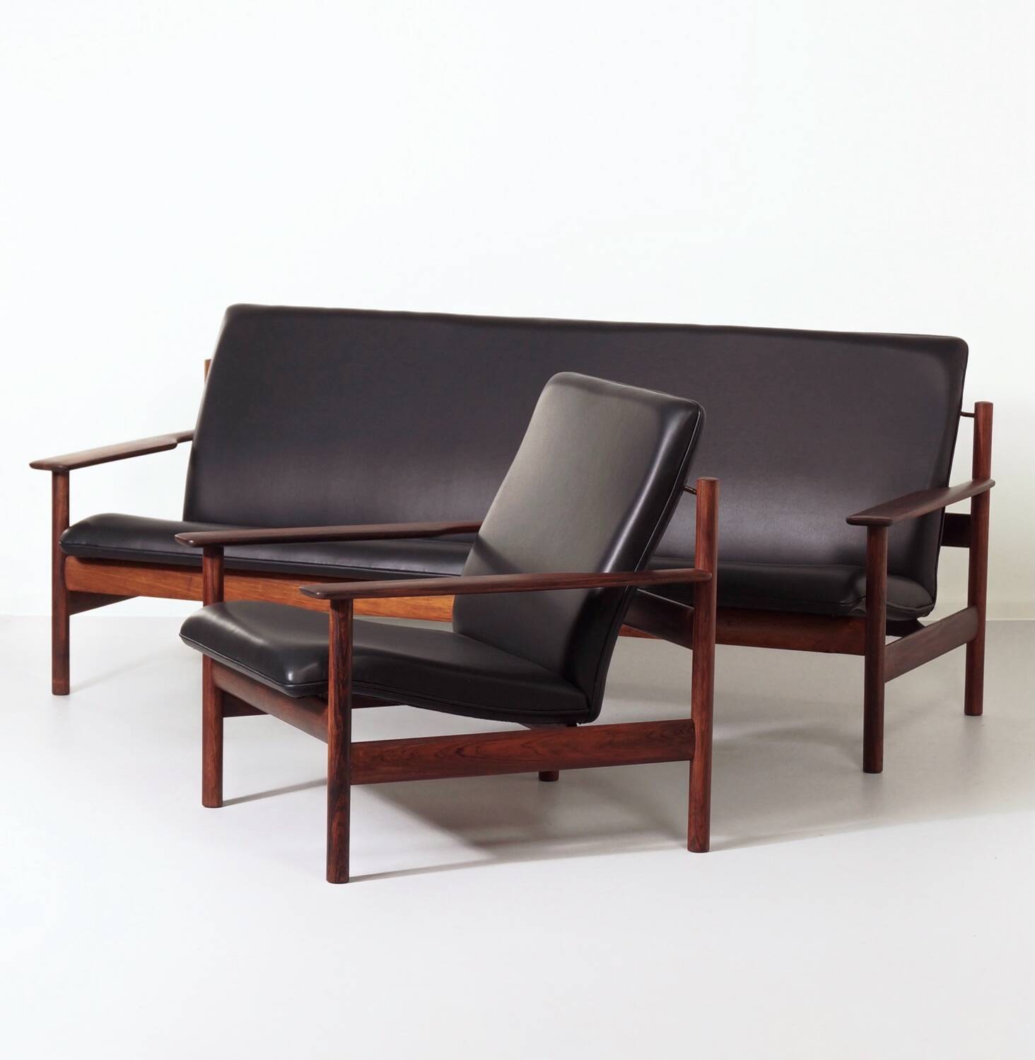 Lounge set by sven ivar dysthe for dokka møbler, 1960s – new black leather