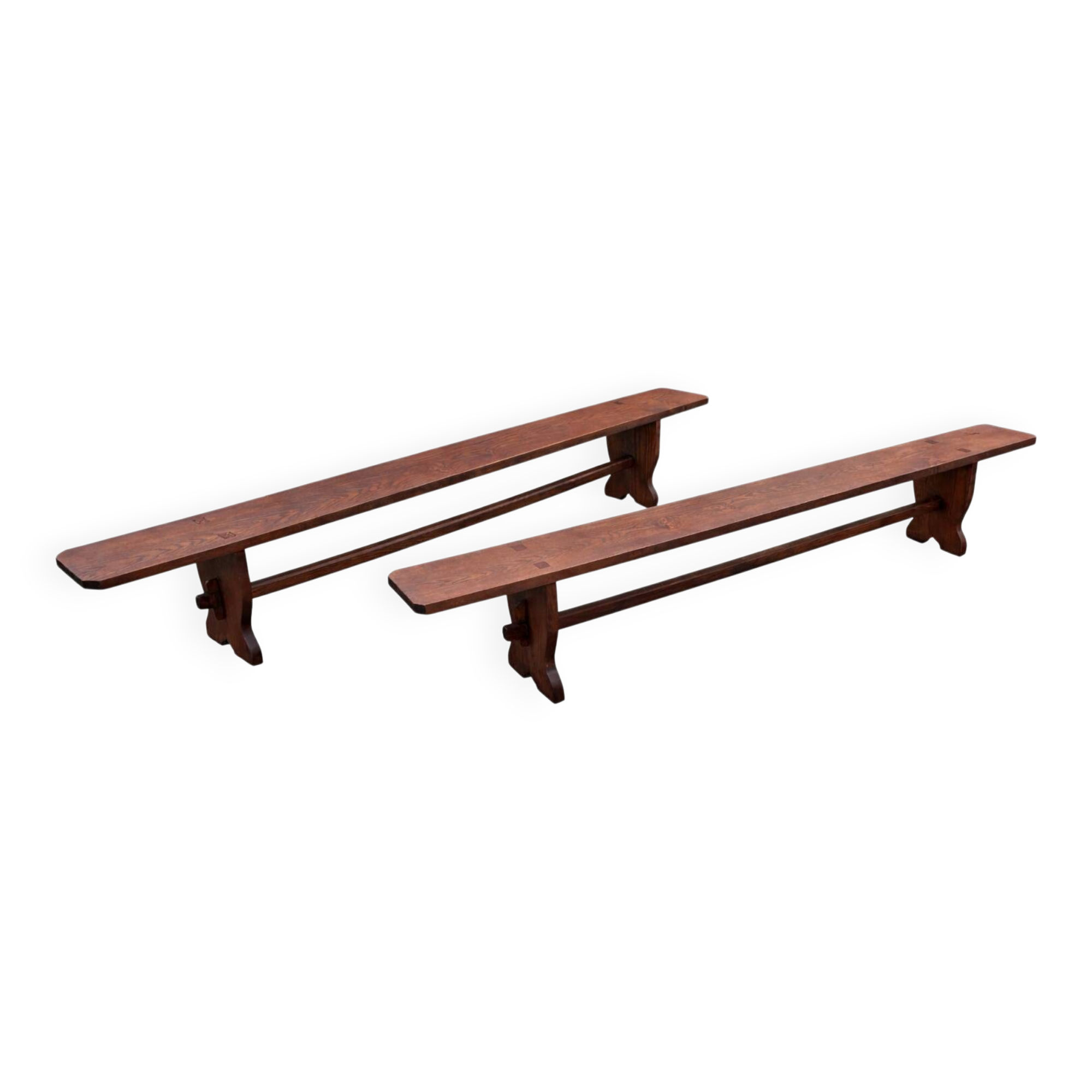 Pair of farmhouse benches 300 cm oak