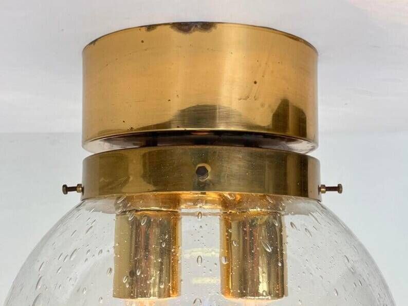 XXL Art Glass and Brass Ceiling Light, flushmount by Kamenicky Senov - 10pcs