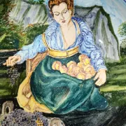 Decorative ceramic plate – Signed A. Del Bianco, Gubbio (Italy)