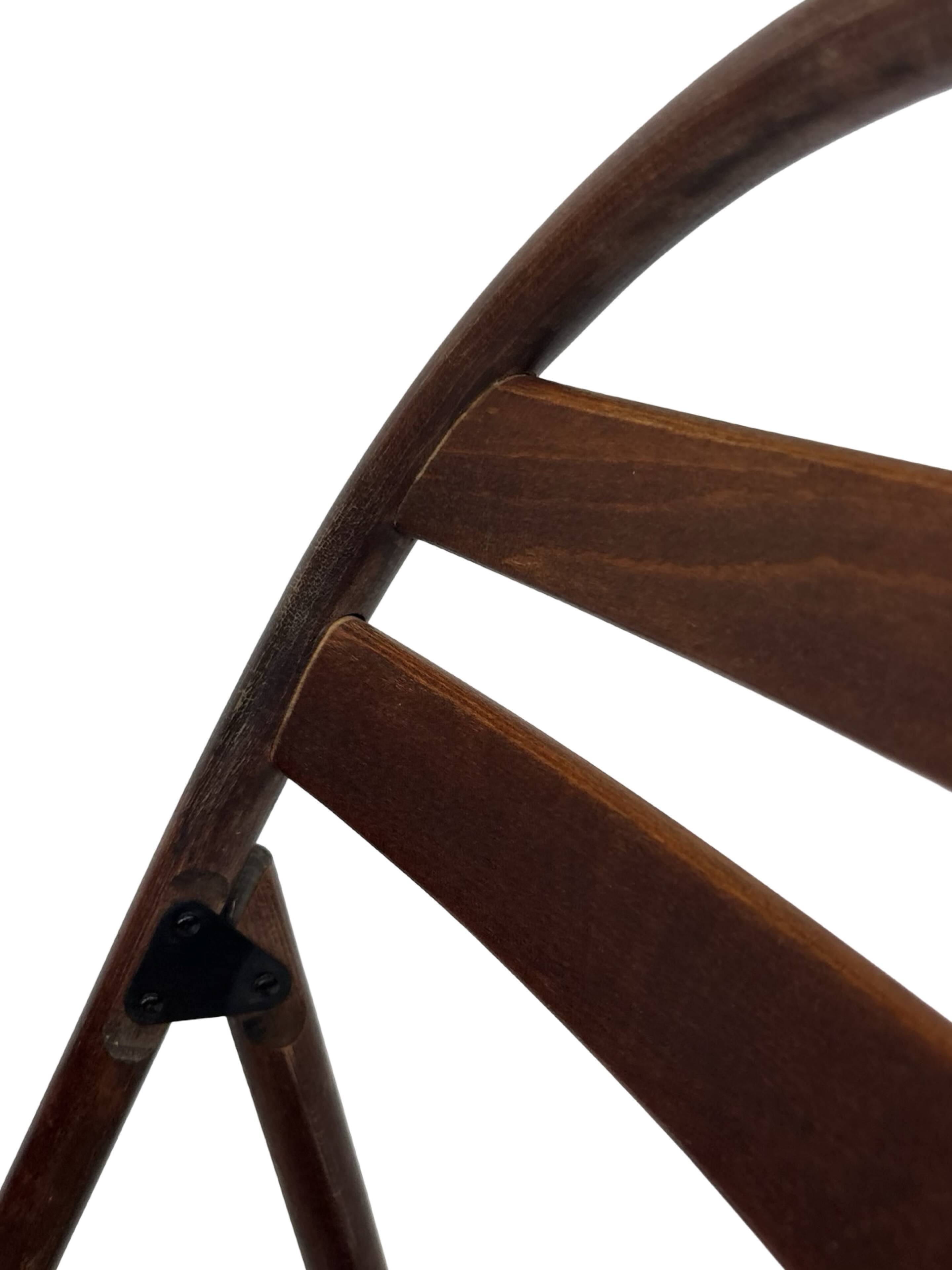 Vintage wooden folding chair with webbing seat 60s minimalist design