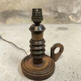 Vintage table lamp in turned wood