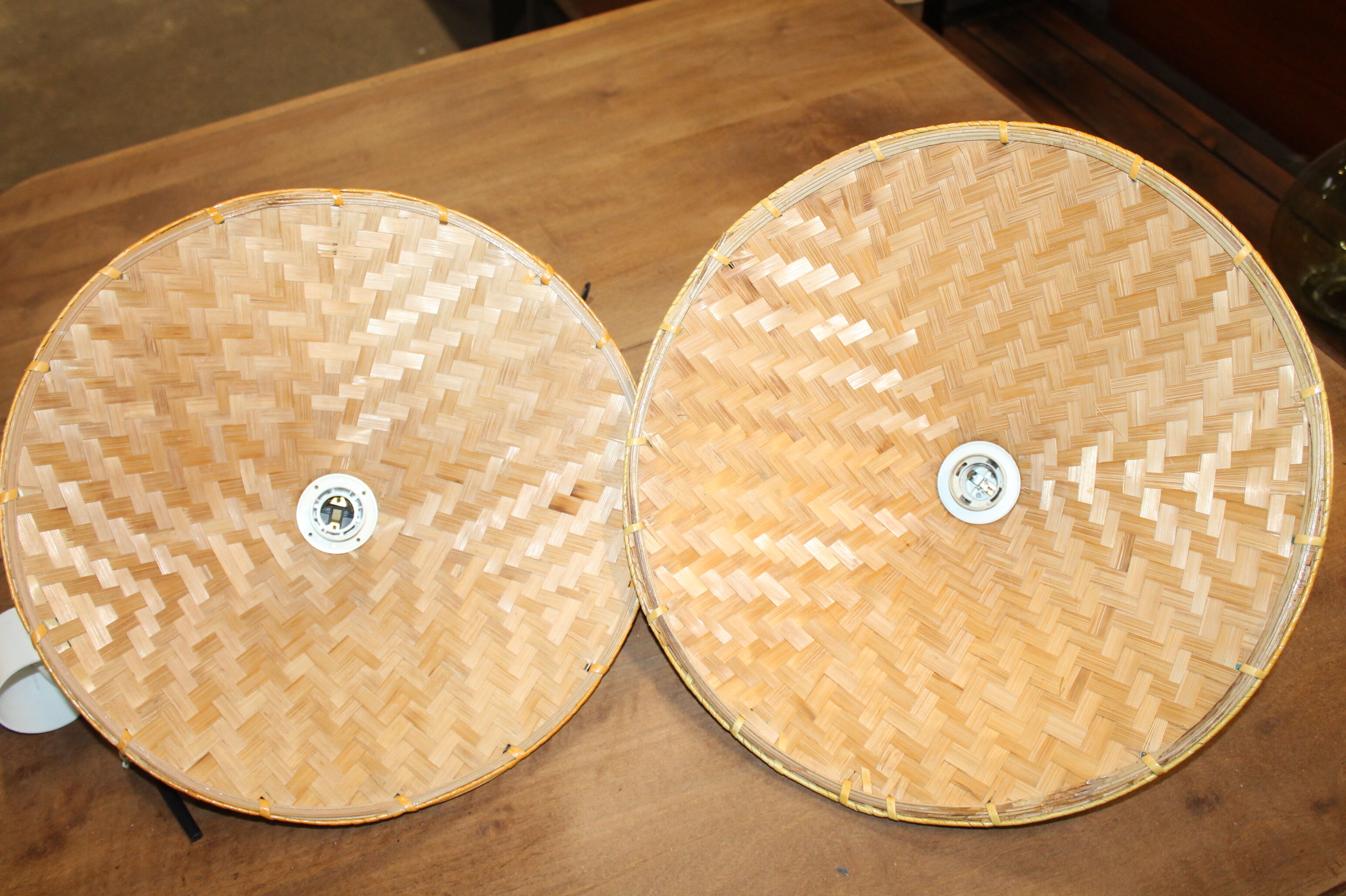 Lot of two braided fiber hanging lamps