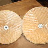 Lot of two braided fiber hanging lamps