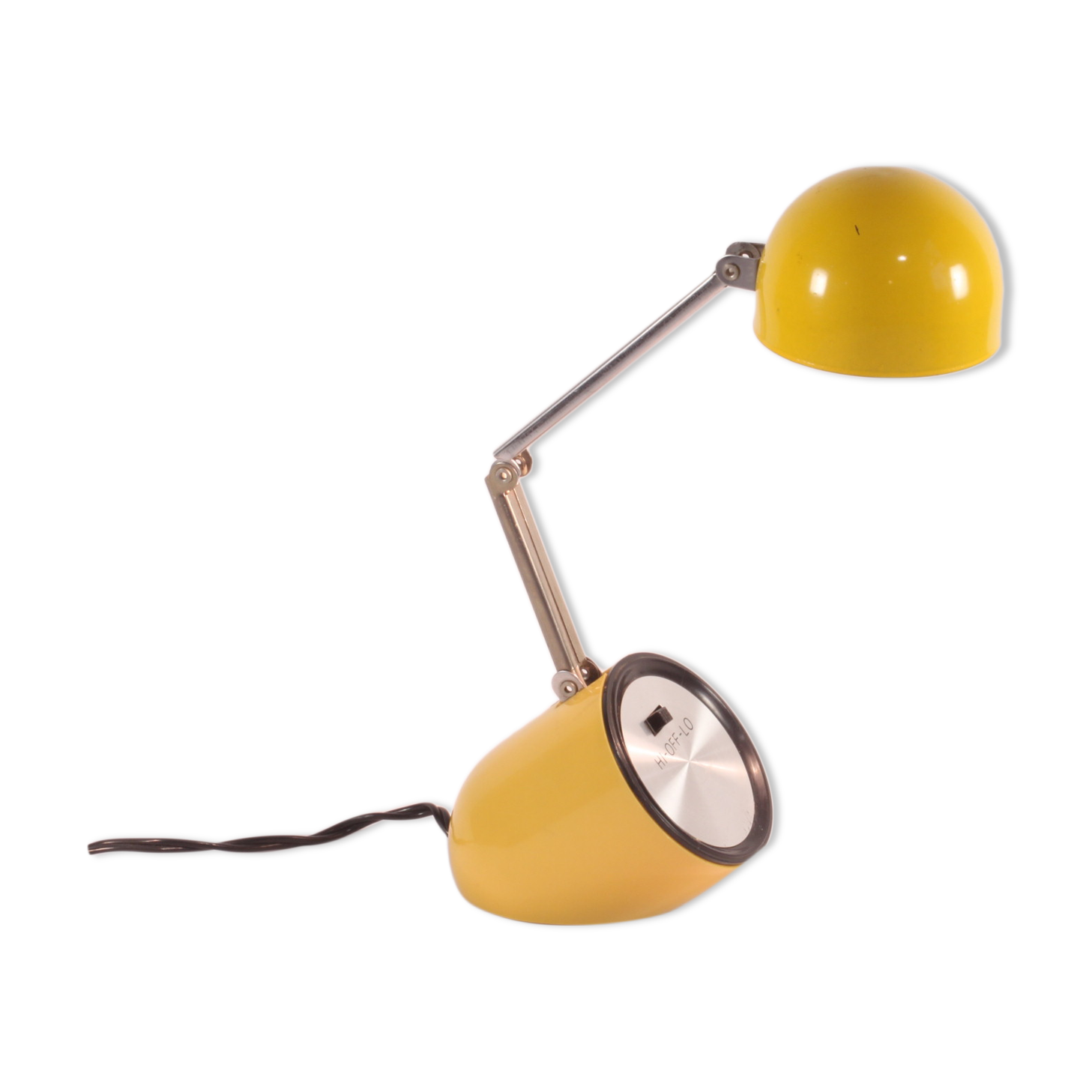 Space age yellow telescopic pill reading lamp by well-lite, honkong 1970s.