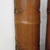 Two carved bamboo pots, pair of brush pots China late 19th early 20th century