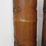 Two carved bamboo pots, pair of brush pots China late 19th early 20th century