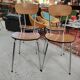 Set of 4 chairs in wood-effect Formica and chrome metal - 1970