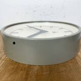 Industrial grey factory wall clock from pragotron, 1960s