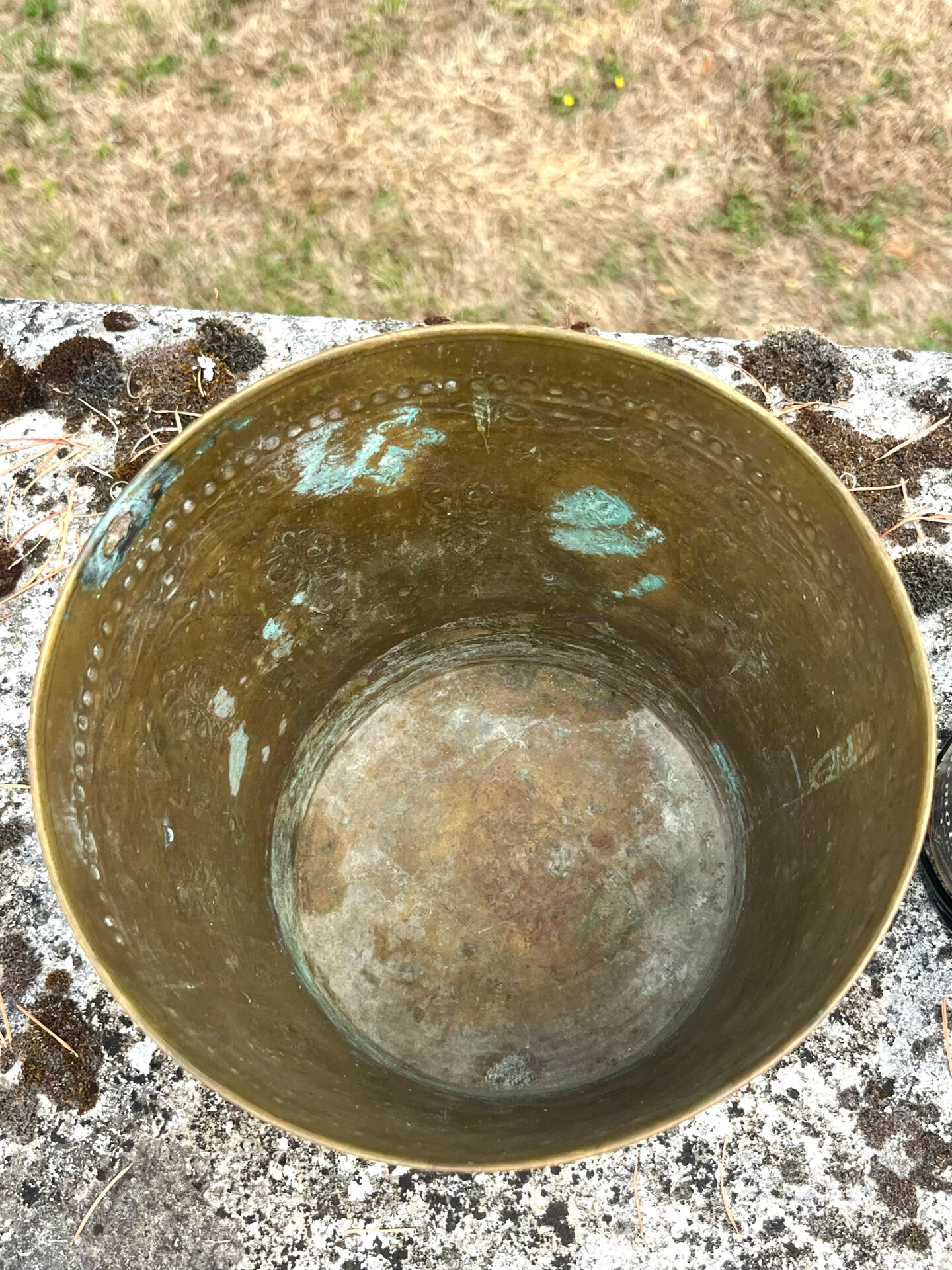 Persian Brass Champagne Bucket, Hand Engraved Ram Head Handles