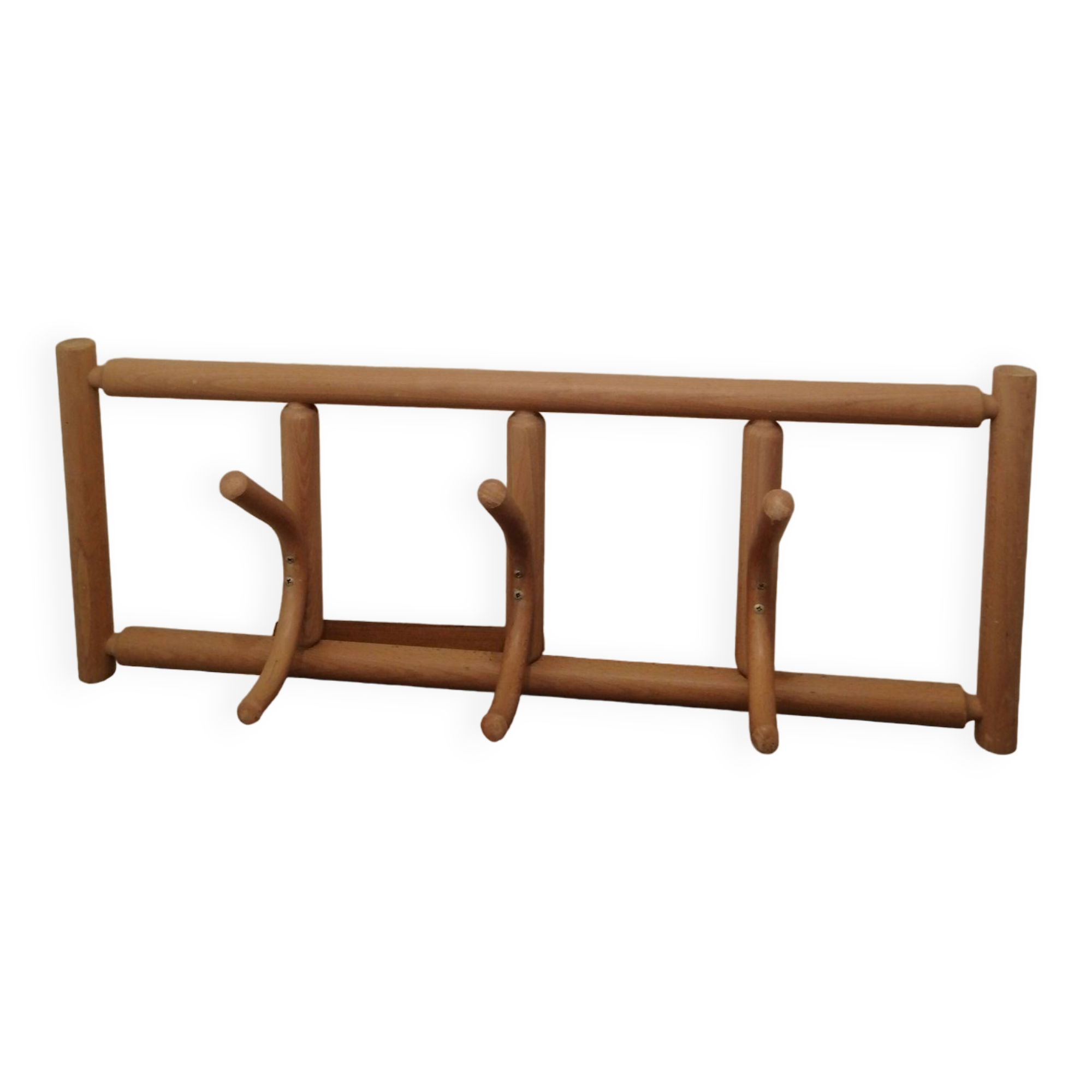 Vintage curved wood wall coat rack by ton cechoslovakia 1980