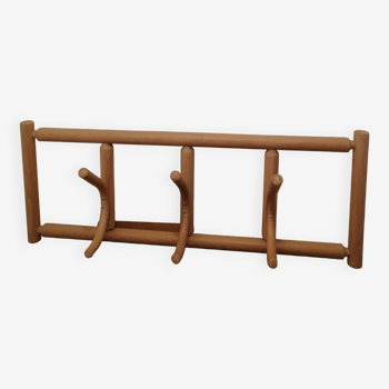 Vintage curved wood wall coat rack by ton cechoslovakia 1980