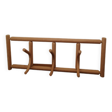 Vintage curved wood wall coat rack by ton cechoslovakia 1980