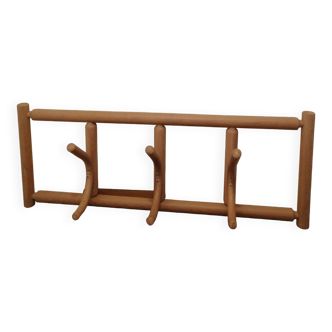 Vintage curved wood wall coat rack by ton cechoslovakia 1980