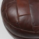 Pouf ottoman en cuir patchwork français vintage, années 1960