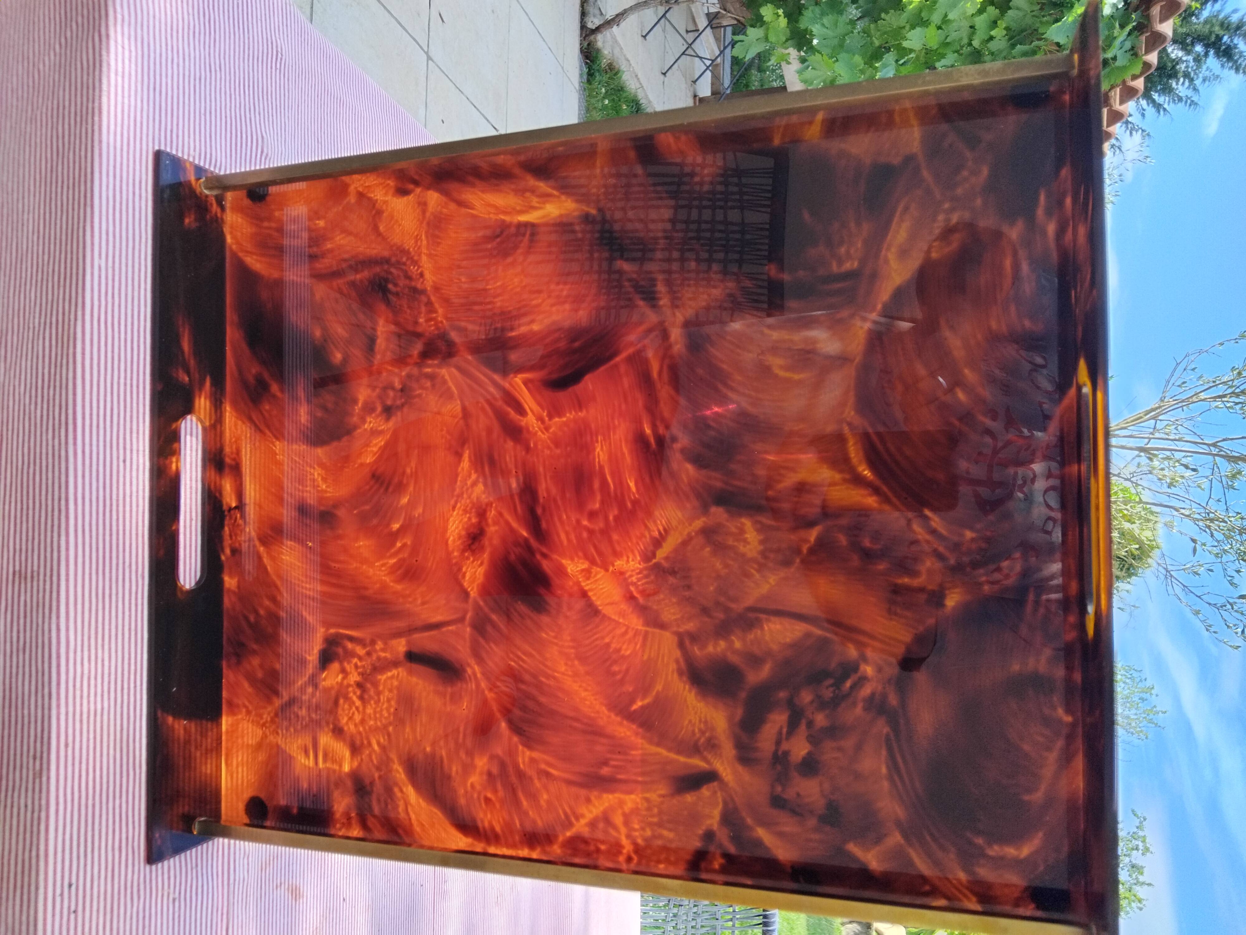 Vintage maison mercier tray in tortoiseshell lucite