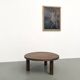 Round coffee table in solid oak, octagonal legs, France, 1950s.