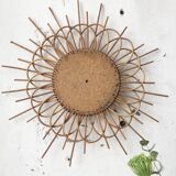 Vintage rattan mirror flower 63x63cm