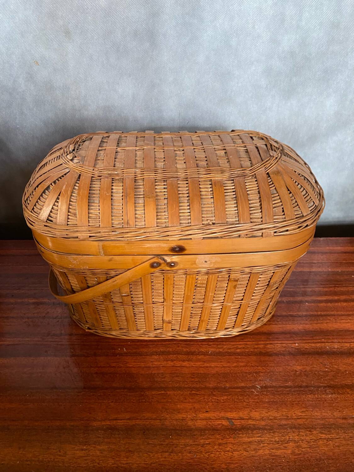 Antique Bressan Basket Fishing Net Wicker Woven Vintage #C072