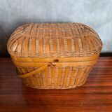 Antique Bressan Basket Fishing Net Wicker Woven Vintage #C072