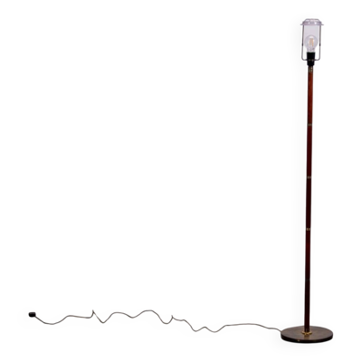 Lampadaire en teck danois et laiton vers 1960