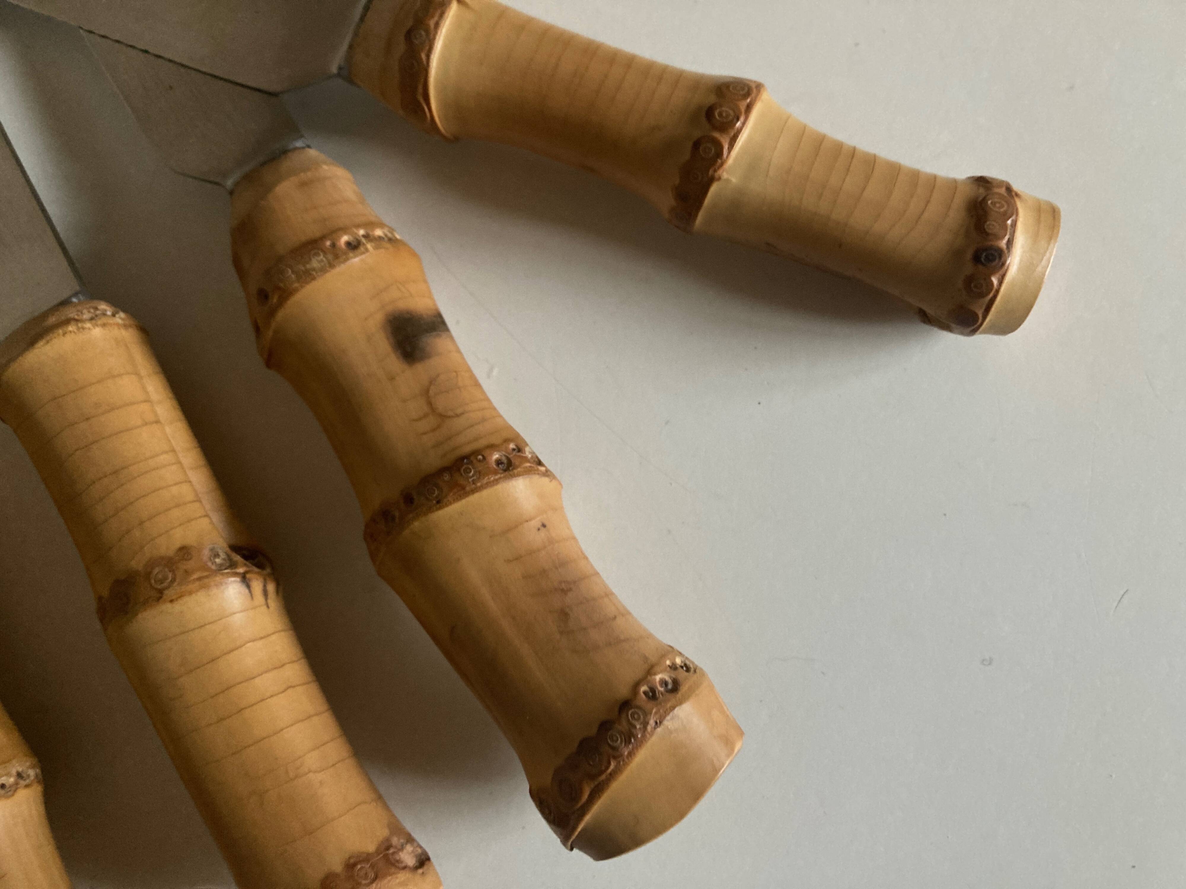 Set of 6 Riviera 1960 bamboo table knives