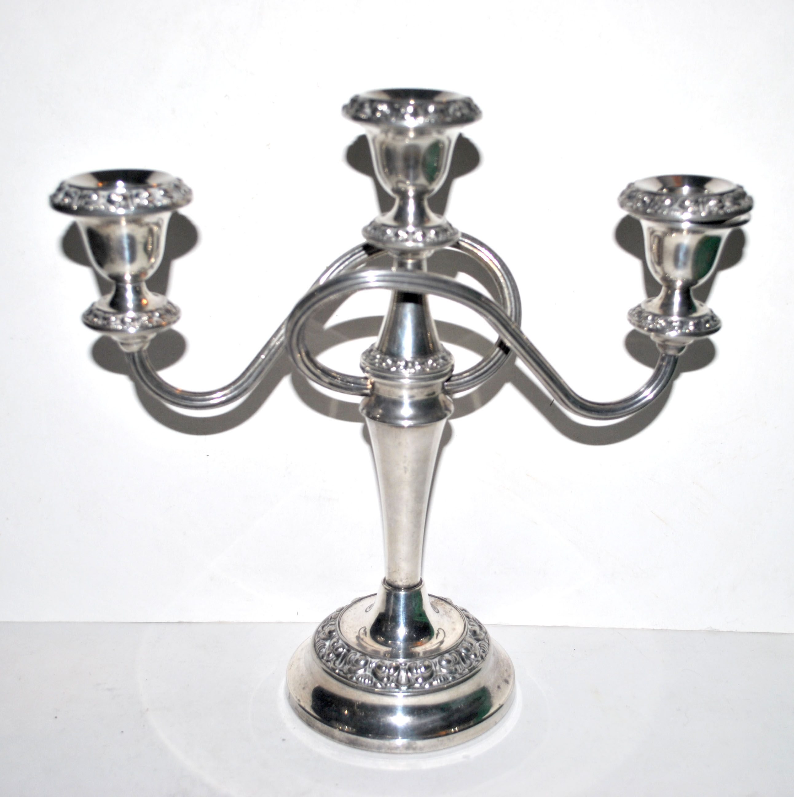 Vintage silver metal candlesticks - 3-arm English Silverplated Candelabra