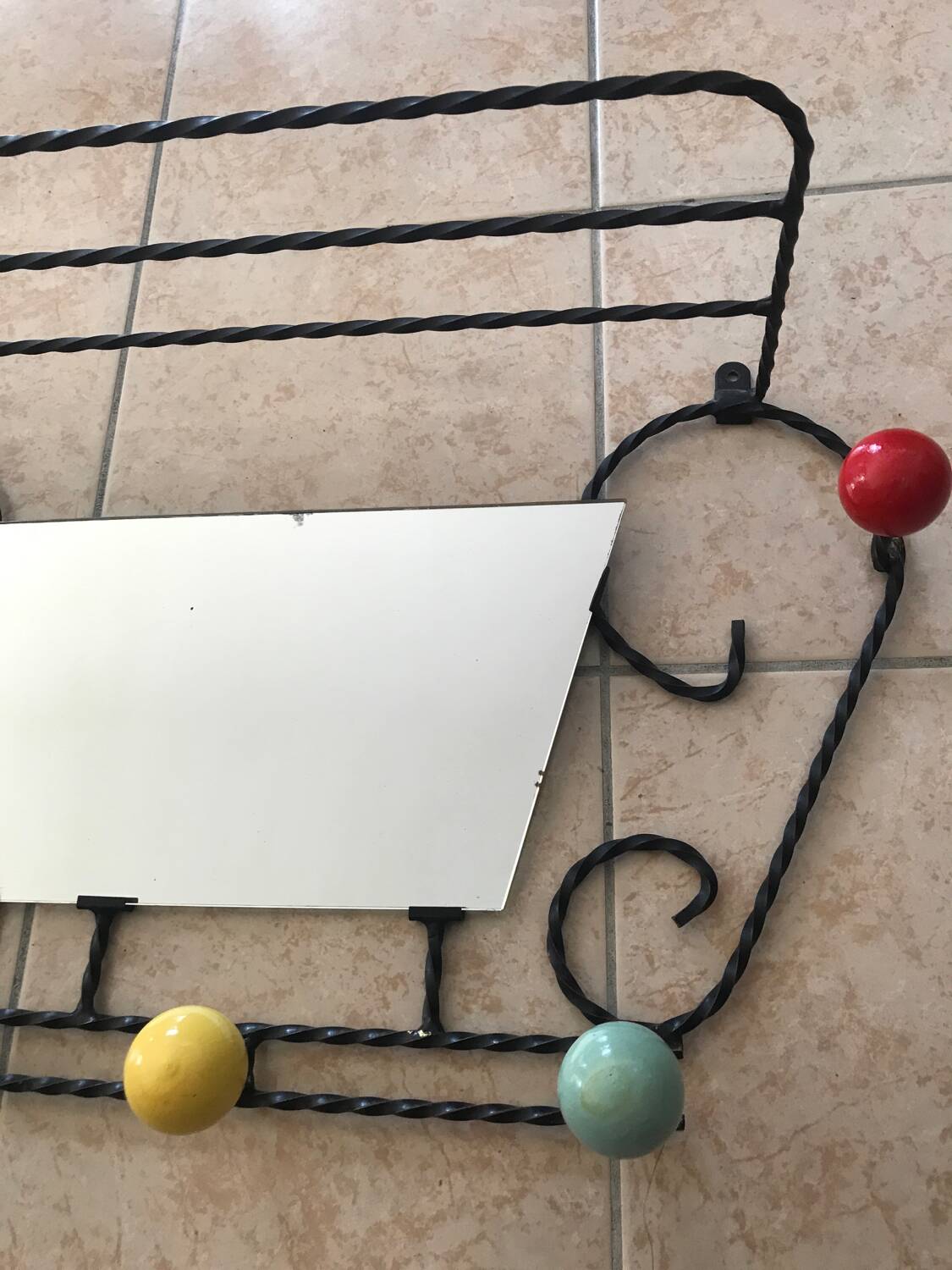 Old vintage coat rack mirror
