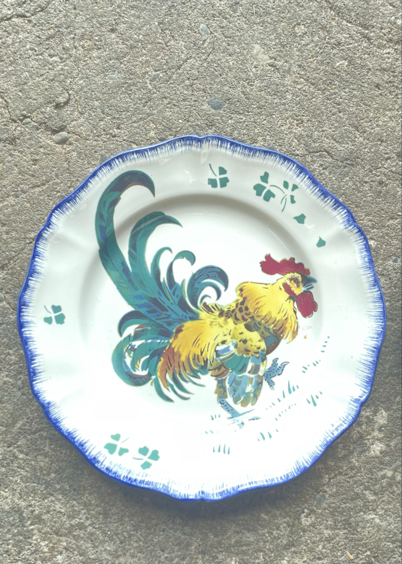 Flat plate the hen et coq earthenware Luneville series