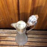 Old Carafe Body Glass Mold + Silver Metal Vintage