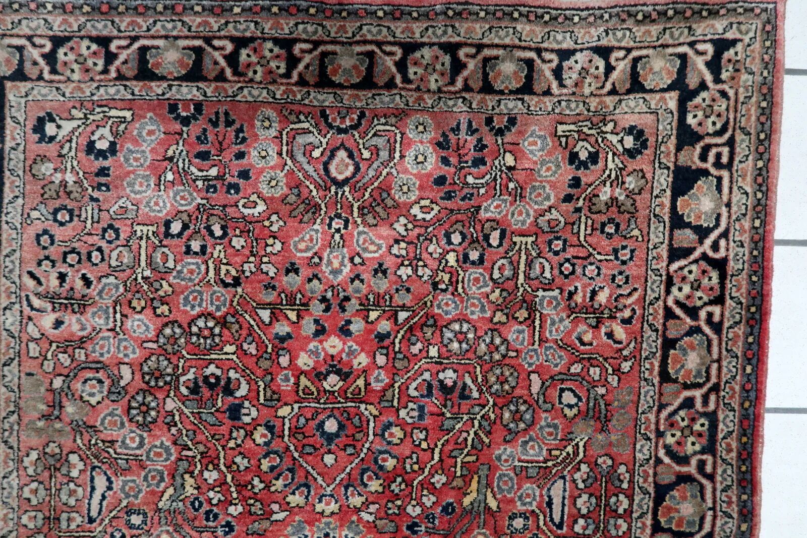 Vintage Persian Hamadan handmade rug 3.3' x 4.11' 1950s - 1C1213