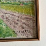 Oil on canvas "Chemin du Vexin" by P. Carrere. 1952
