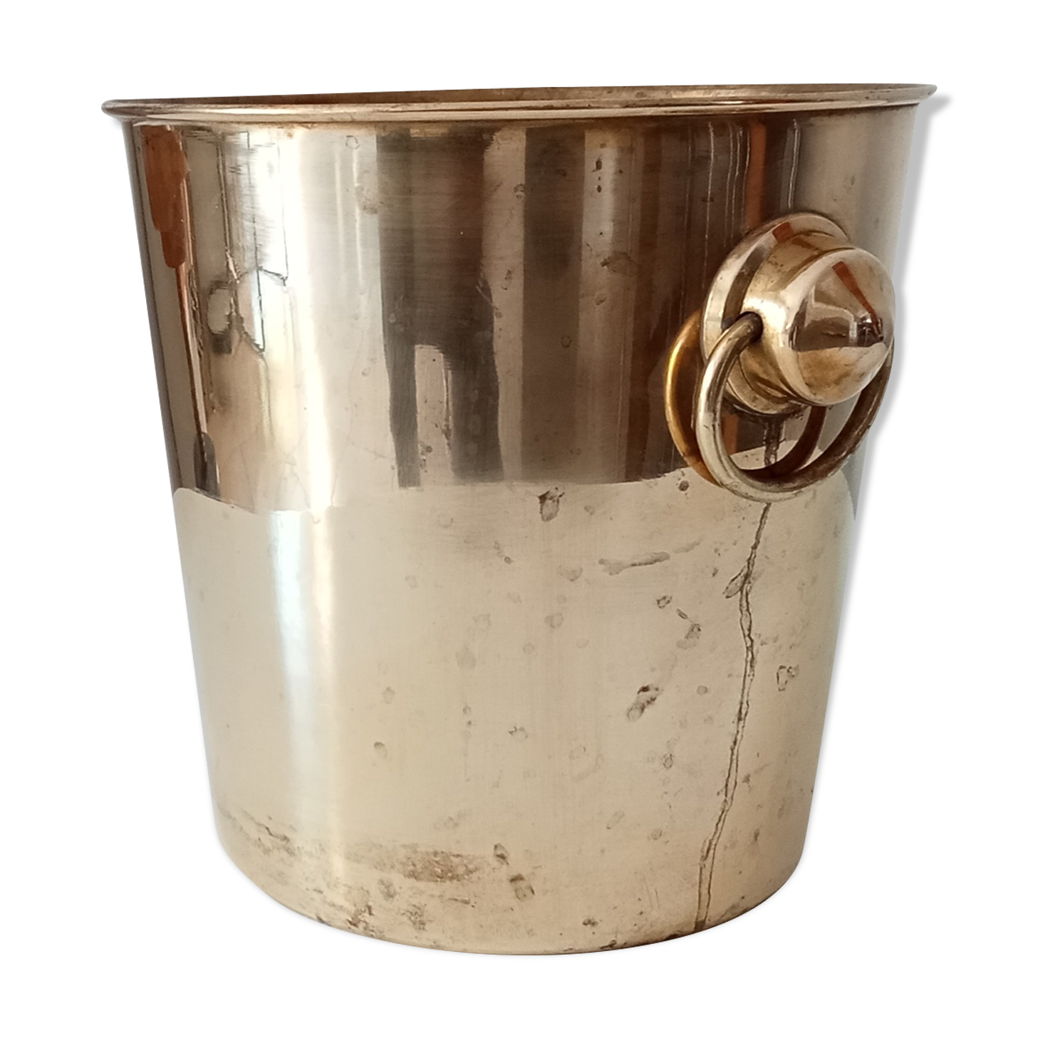 Champagne bucket in solid golden brass