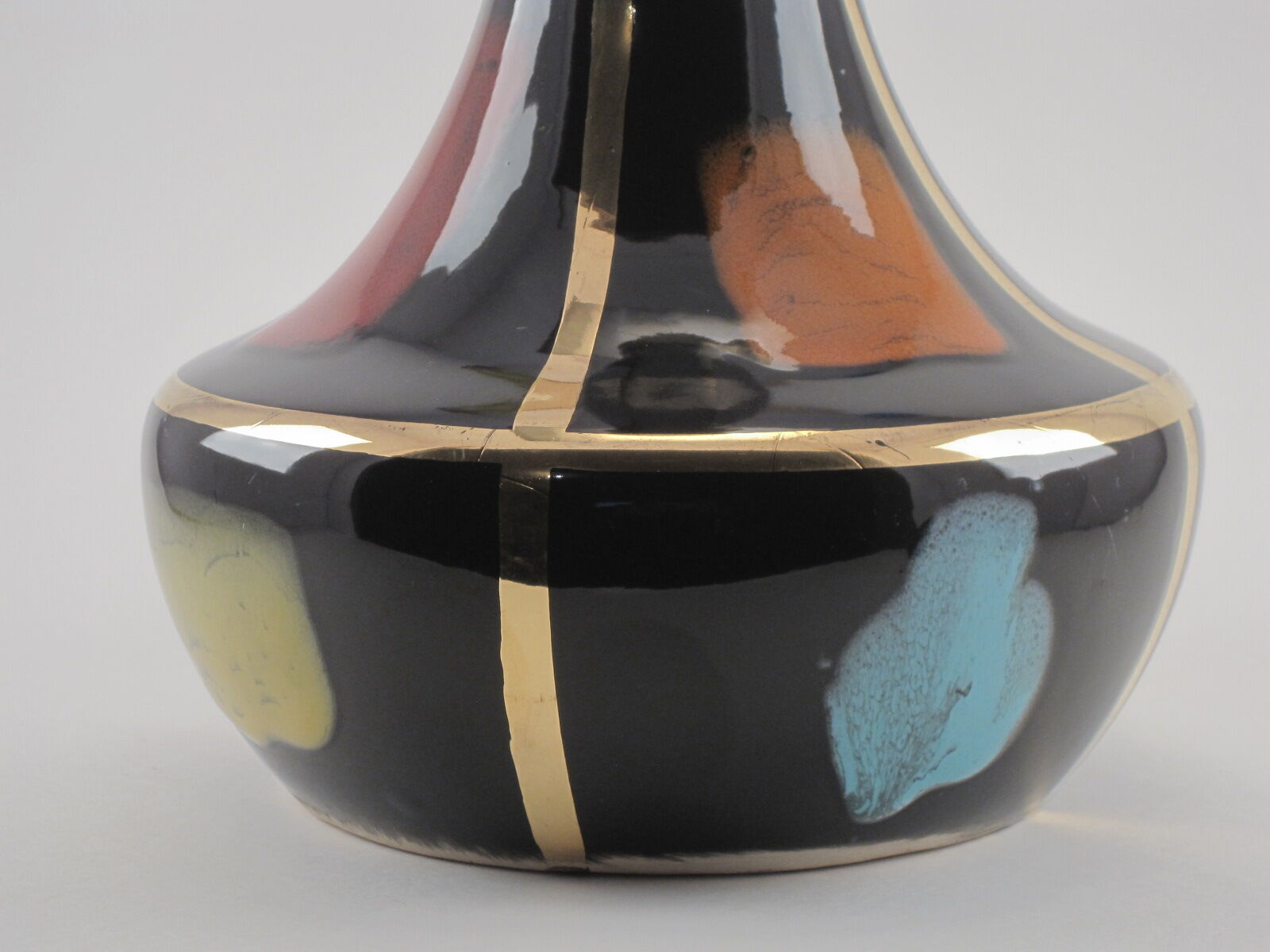 Black enameled ceramic vase Vintage