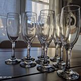 Set of 9 vintage glass champagne flutes