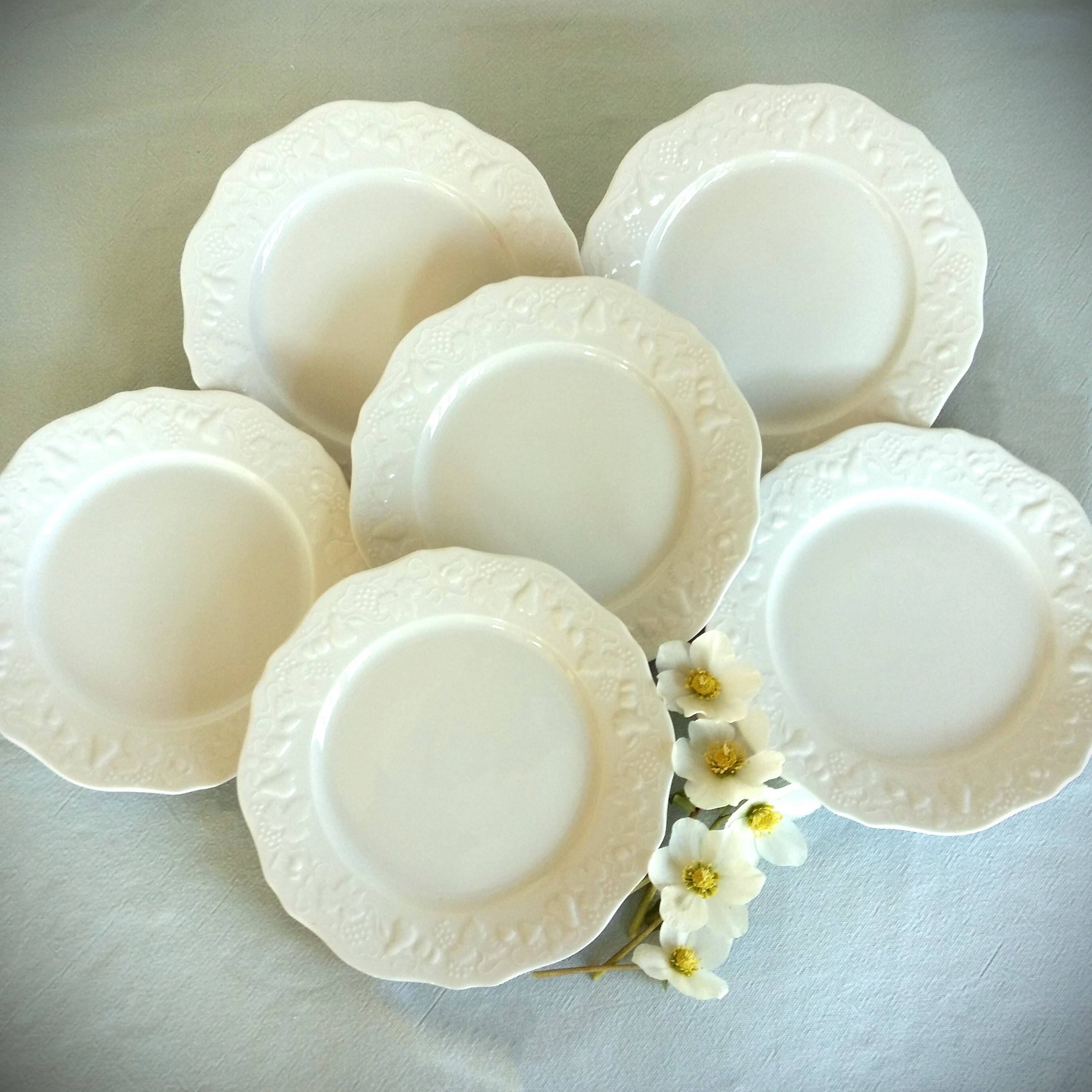 SIX Limoges Dinner Plates.  White Limoges Porcelain Plates.