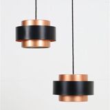 Set of 2 Fog & Mørup / Jo Hammerborg “Juno” pendant lamps / Mid-century Danish modern design / Copper / 1960s / 1970s