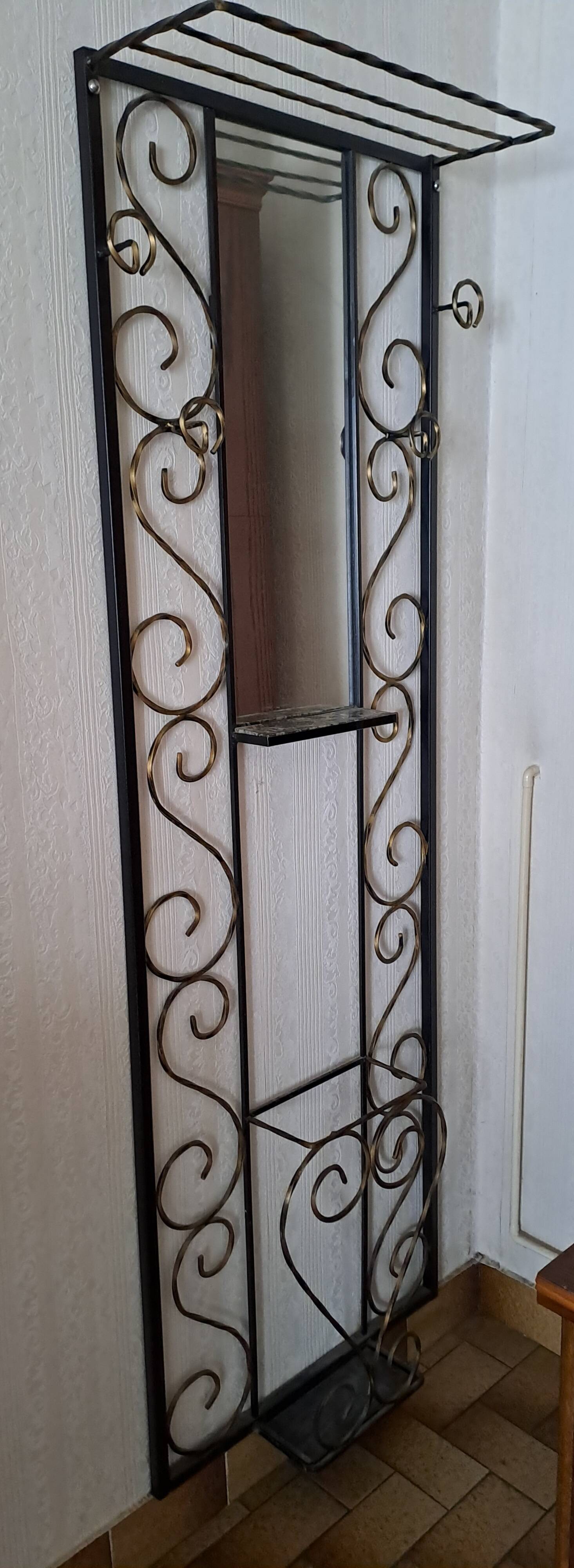 Vintage wrought iron coat rack