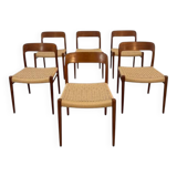Danish design icon – Set of 6 model 75 chairs by Niels Otto Moller