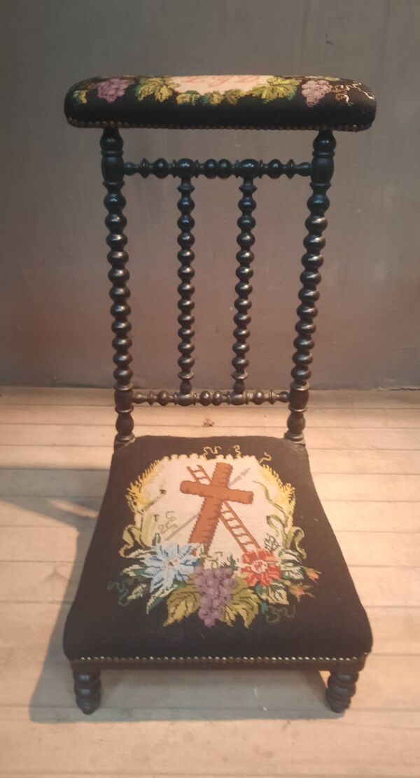 Prie dieu Napoléon III en bois noirci