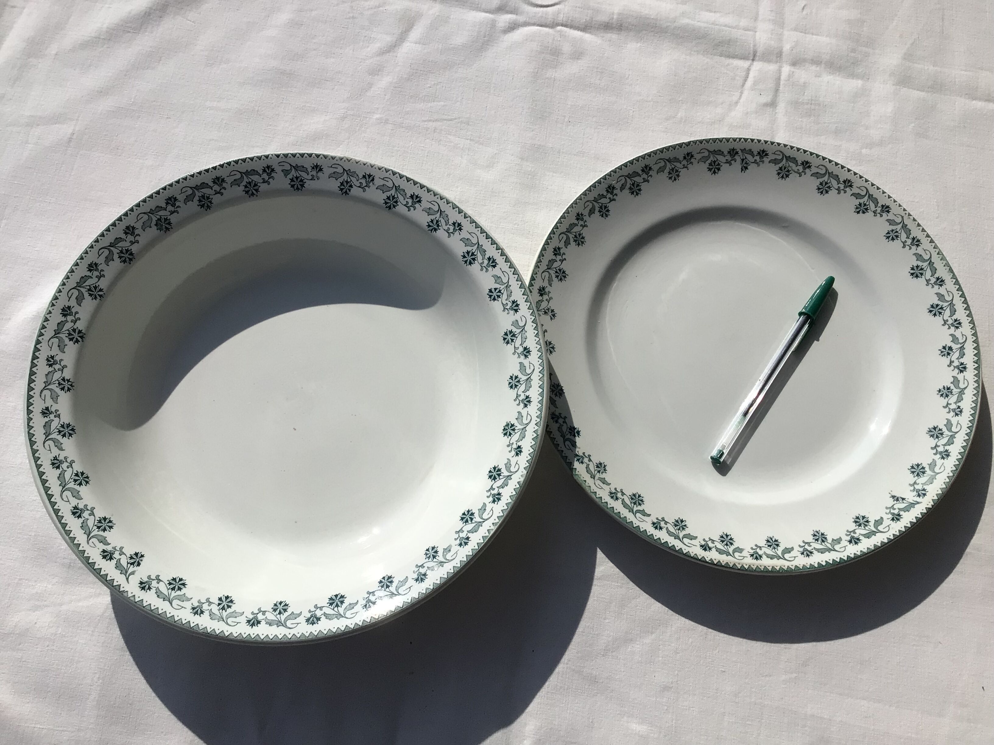 2 Plates Terre de Fer Moulin des Loups Georgette dark green diameter 28cm